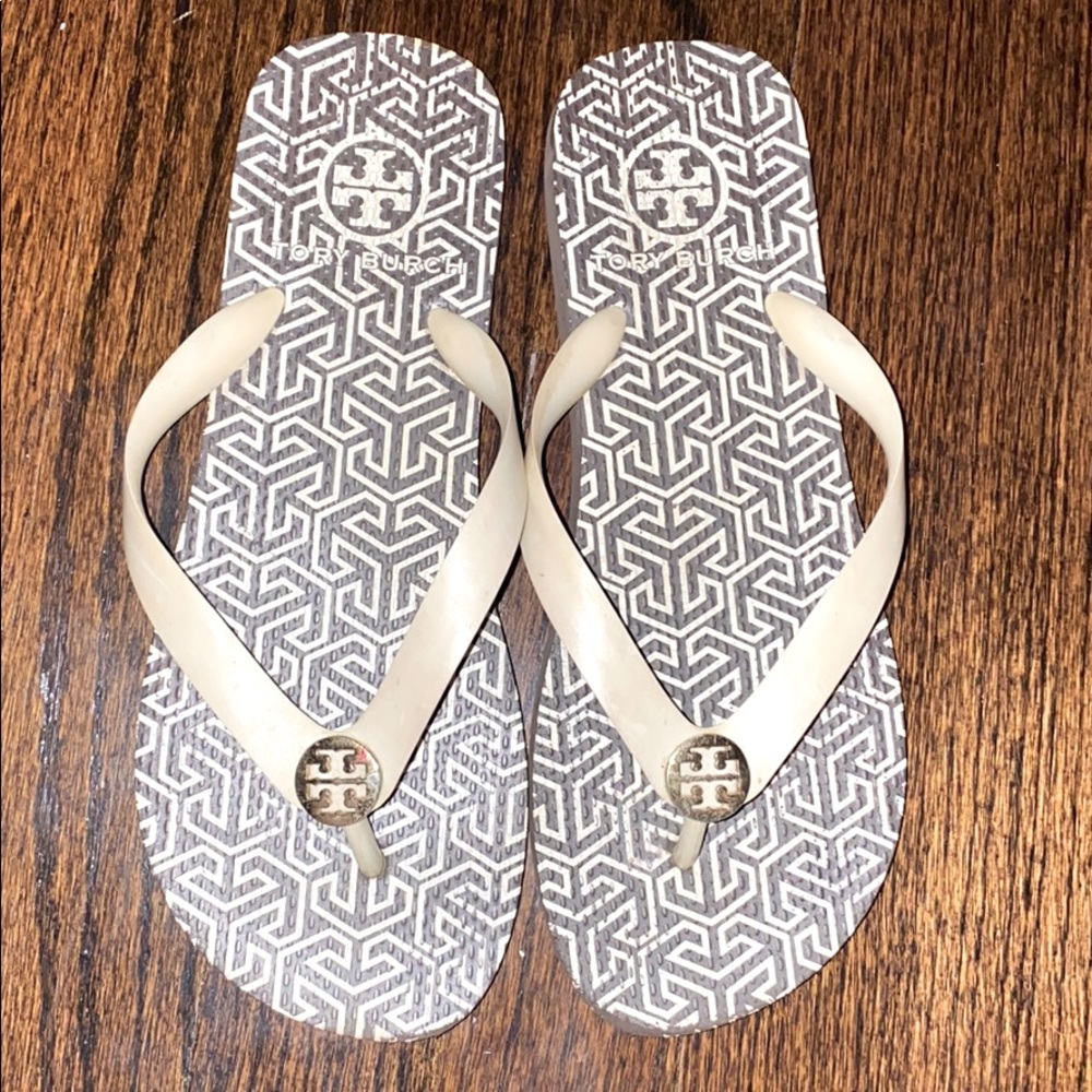 Tory Burch flip flops, white